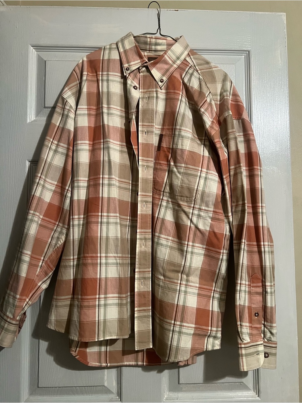 Rust and Cream Plaid Button-Up Shirt